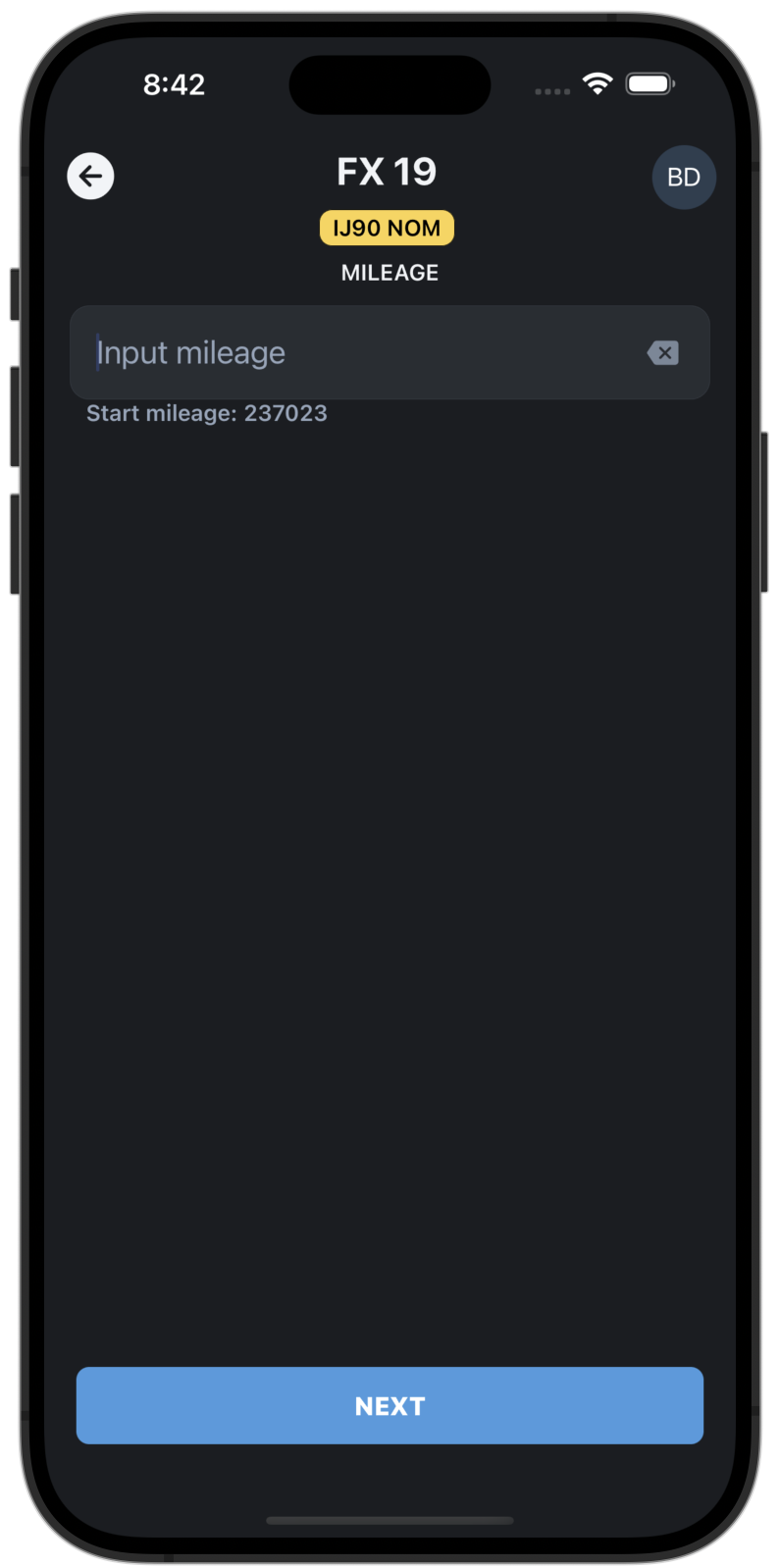 End mileage input